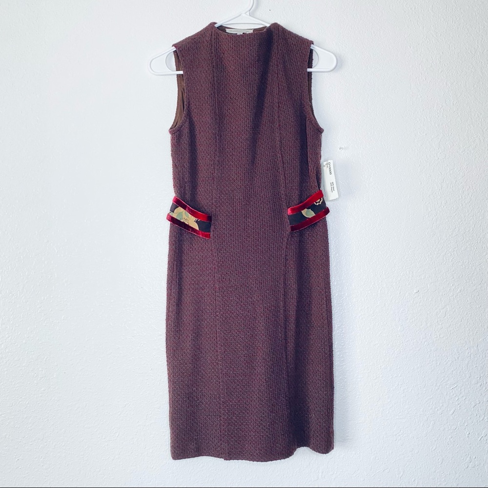 St. John Couture NEW Wool Blend Santana Knit Sleeveless Midi Sheath Dress Size 6